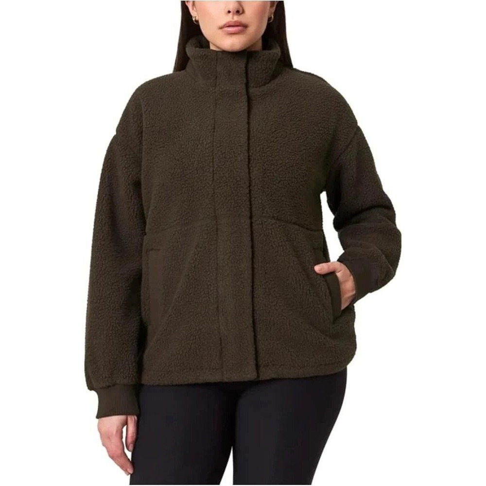 NWT Mondetta Women's XL Brown Sherpa Full Zip Fleece Jacket Polyester Full Zip